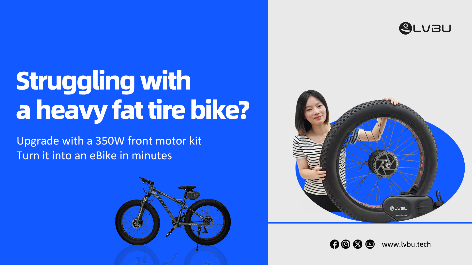 Fat Tire E-Bike Kit Installed | Instant Power Upgrade with 32km/h Speed